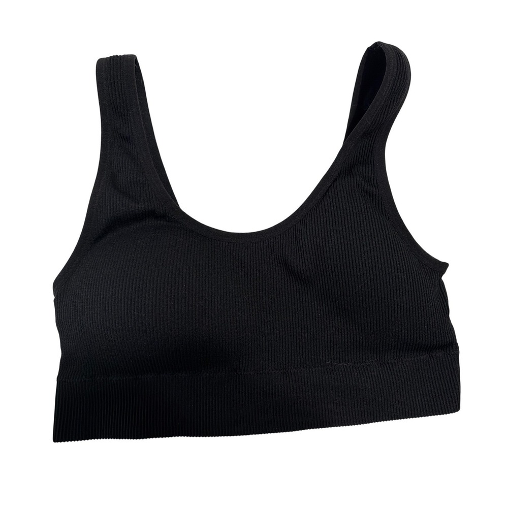 GapBody Womens Black Ribbed Seamless Lounge Bralette Scoop Neck XL 43GCW004542